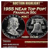 1955 Proof Franklin Half Dollar NEar Top Pop! 50c