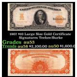 1907 $10 Large Size Gold Certificate Grades Select