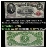 1917 $2 Large Size Legal Tender Note Thomas Jeffer