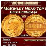 1917 McKinley Gold Commem Dollar Near Top Pop! 1 m