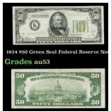 1934 $50 Green Seal Federal Reserve Note Grades Se