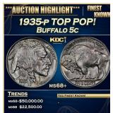 1935-p Buffalo Nickel TOP POP! 5c ms68+ SEGS