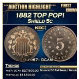 1882 Proof Shield Nickel TOP POP! 5c pr67+ DCAM SE