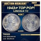 1943-p Lincoln Cent TOP POP! 1c ms68+ SEGS