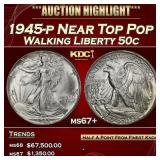 1945-p Walking Liberty Half Dollar Near Top Pop 50