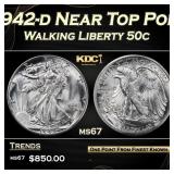 1942-d Walking Liberty Half Dollar Near Top Pop 50