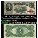 1917 $2 Large Size Legal Tender Note Thomas Jeffer