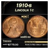 1910-s Lincoln Cent 1c Grades ms65 rd