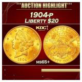 1904-p Gold Liberty Double Eagle $20 ms65+ SEGS