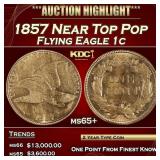 1857 Flying Eagle Cent Near Top Pop 1c Grades ms65
