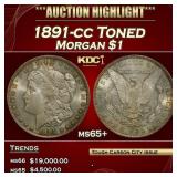 1891-cc Morgan Dollar Toned $1 ms65+ SEGS