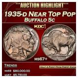 1935-d Buffalo Nickel Near Top Pop 5c ms67+ SEGS