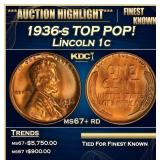 1936-s Lincoln Cent TOP POP! 1c ms67+ rd SEGS
