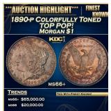1890-p Morgan Dollar Colorfully Toned TOP POP! $1