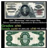 1891 $20 Large Silze Silver Certificate "Manning"