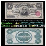 1891 $10 Red Seal Silver Certificate "Tombstone" G