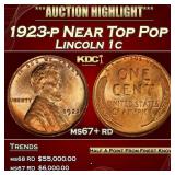 1923-p Lincoln Cent Near Top Pop 1c ms67+ rd SEGS