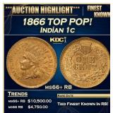 1866 Indian Cent TOP POP! 1c ms66+ RB SEGS