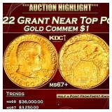 1922 Grant Gold Commem Dollar Near Top Pop! 1 ms67
