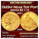 1929-p Gold Indian Quarter Eagle Near Top Pop! $2