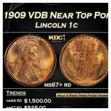 1909 VDB Lincoln Cent Near Top Pop 1c ms67+ rd SEG