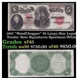 1907 $5 Large Size Legal Tender Note "WoodChopper"