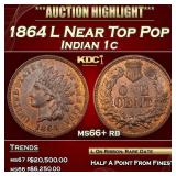 1864 L Indian Cent Near Top Pop 1c ms66+ rb SEGS