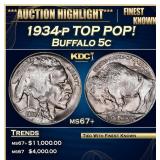 1919-p Buffalo Nickel Colorfully Toned TOP POP! 5c