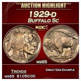 1929-d Buffalo Nickel 5c ms65 SEGS
