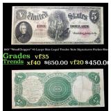 1907 $5 Large Size Legal Tender Note "WoodChopper"