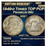 1949-d Franklin Half Dollar Toned TOP POP! 50c ms6