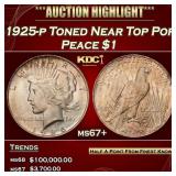 1925-p Peace Dollar Toned Near Top Pop $1 ms67+ SE