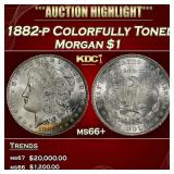 1882-p Morgan Dollar Colorfully Toned $1 ms66+ SEG