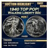1940 Proof Walking Liberty Half Dollar TOP POP! 50