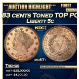 1883 cents Liberty Nickel Toned TOP POP! 5c ms67+