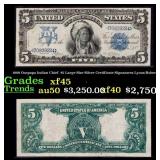 1899 $5 Large Size Silver Certificate Oncpapa Indi