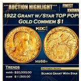 1922 Grant w/Star Gold Commem Dollar TOP POP! 1 ms