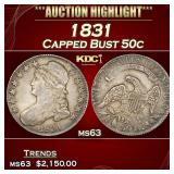 1831 Capped Bust Half Dollar 50c ms63 USCG