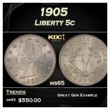 1905 Liberty Nickel 5c Grades ms65