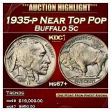 1935-p Buffalo Nickel Near Top Pop 5c ms67+ SEGS