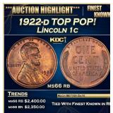1922-d Lincoln Cent TOP POP! 1c ms66 rb SEGS
