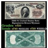 1880 $1 United States Note Grades vf+ Signatures B