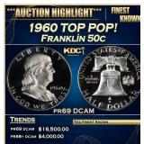 1960 Proof Franklin Half Dollar TOP POP! 50c pr69