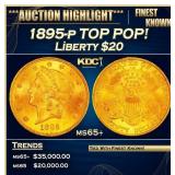 1895-p Gold Liberty Double Eagle TOP POP! $20 ms65