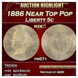 1886 Proof Liberty Nickel Near Top Pop 5c pr67+ SE