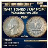 1941 Proof Washington Quarter Toned TOP POP! 25c p