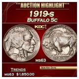 1919-s Buffalo Nickel 5c ms63 USCG