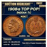 1908-s Indian Cent TOP POP! 1c ms66+ rb SEGS