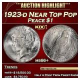 1923-d Peace Dollar Near Top Pop $1 ms66+ SEGS