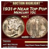 1931-p Mercury Dime Near Top Pop 10c ms66+ fsb SEG